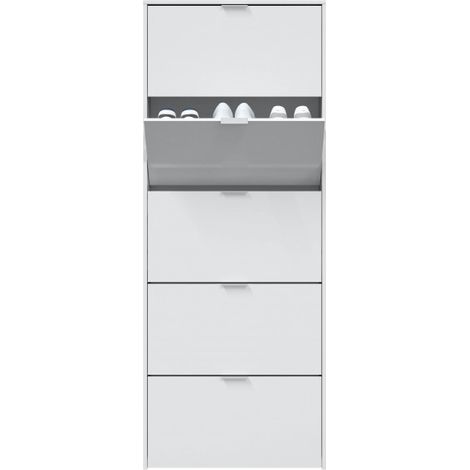 Zapatero ahorraespacio 180x17x70 cm blanco brillo con 5 puertas abatibles – Russia (1/7)
