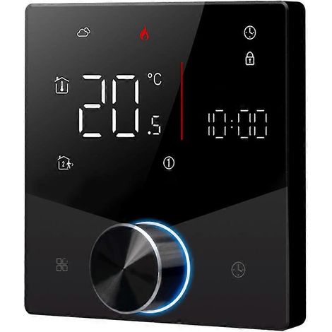 WLAN-Thermostat für Warmwasserbereiter mit Temperaturregelung, kompatibel mit der Tuya Smart App und Alexa/Google Voice – Schwarz (1/5)