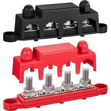 Bloc de Distribution Bornier 250A avec 4x M10 Boulons et 3x M4 Vis BusBar de grandes dimensions pour voitures, camions, bateaux et systèmes solaires - Ne Convient Pas aux Espaces Étroits (1/5)