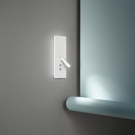 PLATE Applique faretto LED 3000k in metallo verniciato bianco retroilluminato,dimmerabile e orientabile (1/2)