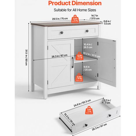 Buffet de Style Rustique Meuble de Rangement Cuisine avec 2 (1/5)