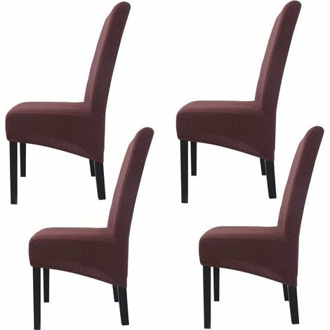 Green Mobility-Lot de 4 housses de chaise de salle à manger de grande taille, housses de chaise de salle à manger, extensibles, lavables et amovibles (café, lot de 4) (1/5)