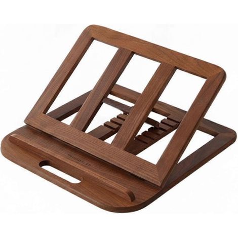 Support pour ordinateur portable en bois avec poignée, rehausseur pliable pour professionnels. (1/5)