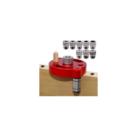 Kit di morsetti per mandrino da 3-10 mm - Guida di foratura autocentrante con 8 boccole in acciaio - Punta da trapano per legno in alluminio (1 set) - Crezuo