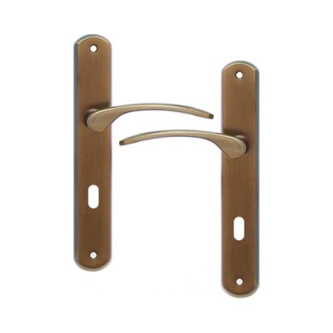 Ouvre&Déco – Poignées de porte d'entrée EVA à cylindre – Laiton patiné – Entraxe 195 mm – Pour portes 35 à 40 mm d'épaisseur