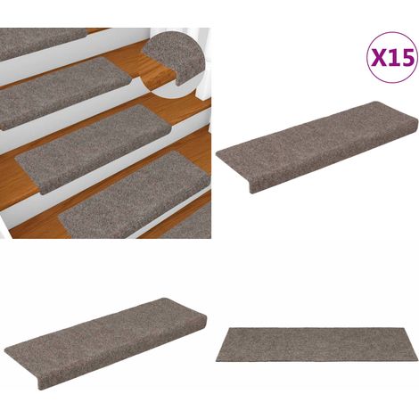 Tappetini per scale autoadesivi 15 pz 65x21x4 cm beige bordo rettangolare - Tappeti per scale - Tappeti autoadesivi