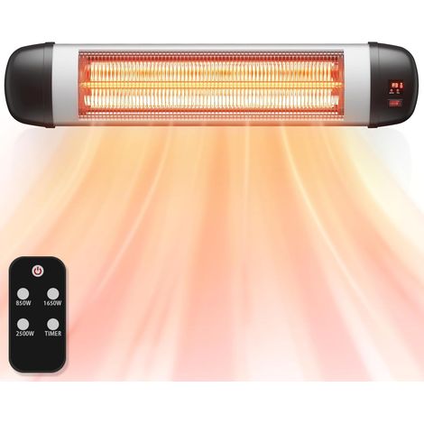 ZMH Chauffage Infrarouge pour Patio Chauffage Infrarouge 2500W Extérieur doté de Commande à Distance Chauffage Électrique Mural 3 Niveaux de Température Chauffage Extérieur pour Patio Salle de Bain Ba (1/5)