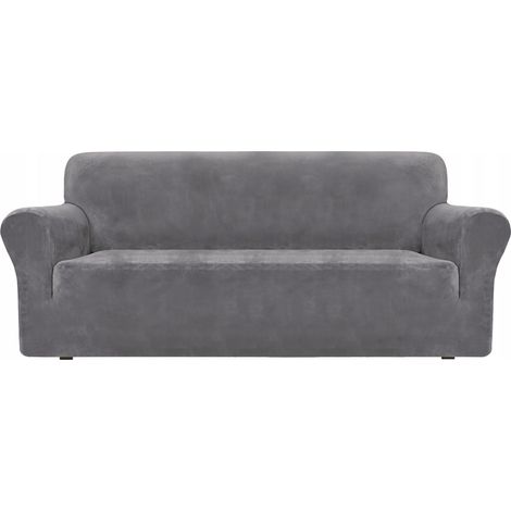 COPRI DIVANO A 3 POSTI, velluto elasticizzato, TESS, grigio
