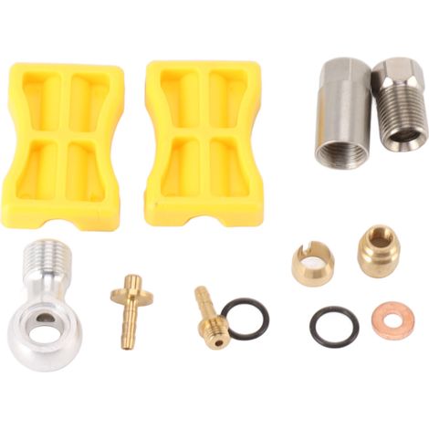 Kit de connecteurs hydrauliques réutilisables pour durites de frein de vélo, comprenant un raccord olive et un embout olive, pour VTT. (1/5)