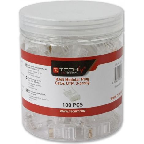 Techly Professional Confezione 100 Plug RJ45 UTP per Cavo Rigido Cat.6 (1/3)
