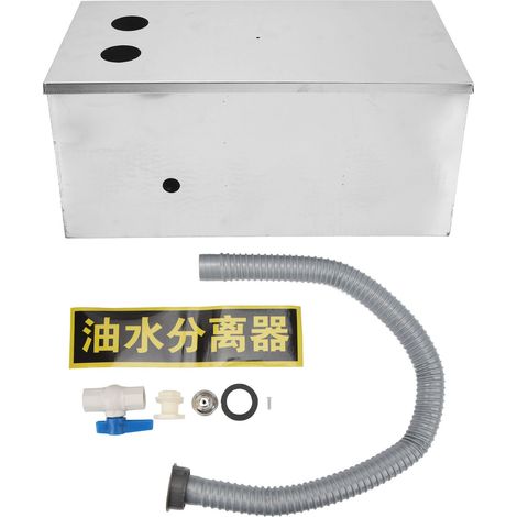 Séparateur de graisses 3 étapes en acier inoxydable 50x25cm pour cuisine professionnelle, intercepteur à double orifice (1/5)