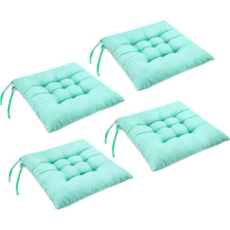 Lot de 4 coussins de chaise avec attaches, coussins de 40x40 cm confortables pour l'extérieur, housses de siège lavables pour meubles de jardin, coussins rembourrés, housses de siège pour (1/5)