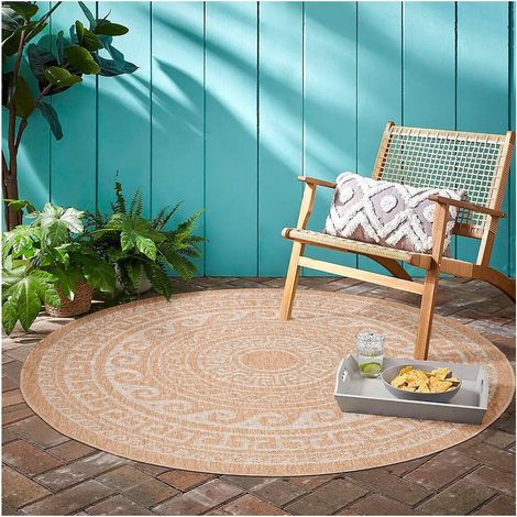 Tapis aspect naturel rond intérieur et extérieur Jutta Beige Ø 160 (1/5)