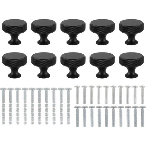 Gerändelte Kommodenknöpfe, Möbelbeschläge, schwarze Aluminiumknöpfe (1/5)