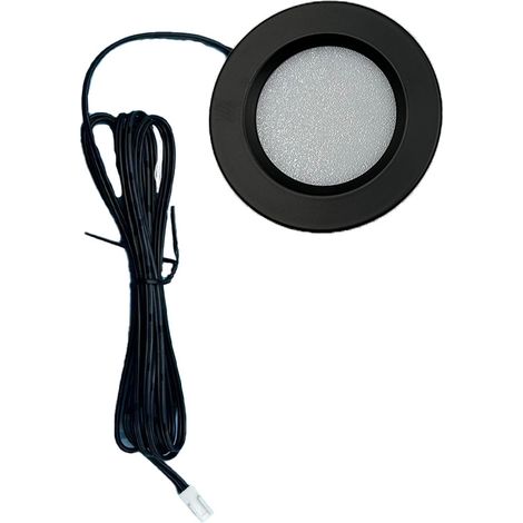 Spot LED encastrable pour meuble, boîtier noir, bornier 2510, lumière chaude 3000K, 12V, dimensions 68×14mm