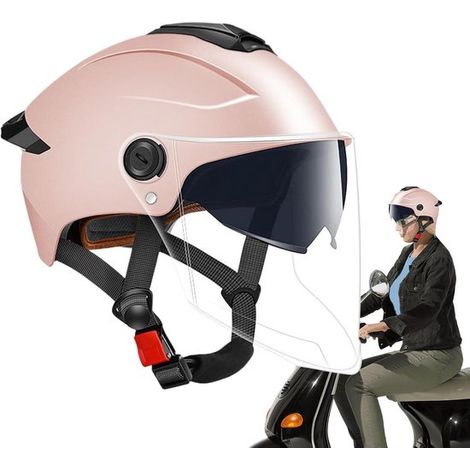 Casque demi-coque léger pour motos, double visière, pour scooters, course sur route, motocross et sports motorisés. (1/5)