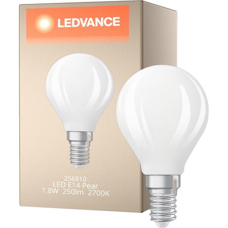 LEDVANCE CLASSIC LED AMPOULE POIRE GLACÉE E14 1,8 W 250 LM - 827 BLANC TRÈS CHAUD INTENSITÉ VARIABLE - REMPLACE 25 W
