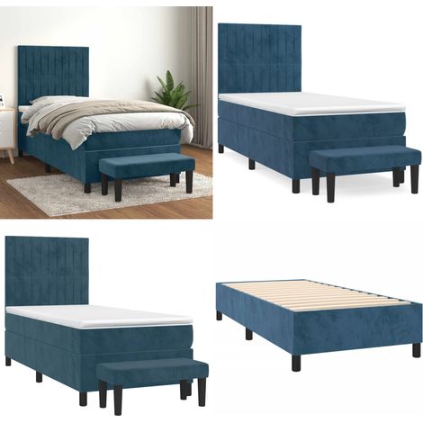 Boxspringbett mit Matratze Dunkelblau 90x190 cm Samt - Samtbett - Boxspringbett - Doppelbett - Bettauflage - Nachttischlampe - Home & Living (1/5)