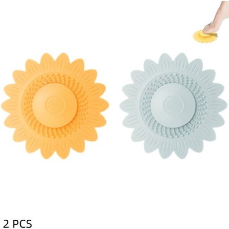 2er-Pack rutschfeste Silikon-Haarfangsiebe für Abflüsse (orange & blau, 12,6 x 12,6 cm), Duschfilter-Set. (1/5)