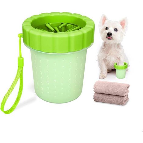 Nettoyeur Pattes pour Chien - QianRuiDa - Moyen - Vert - Tête en Silicone Souple - Élimine Saleté et Boue (1/5)