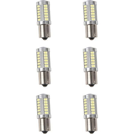 6x BA15S 12V Weiße LED-Seitenlicht-Blinker-Autolampe 1156 P21W Silber 33-LED()