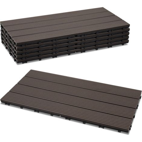 SWANEW Lastra per terrazza Piastrelle in legno per giardino, Piastrelle per terrazza 30x60 cm, Impermeabile, Sistema Café Click 12 pezzi (1/5)