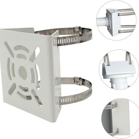 Soporte para mástil, soporte para cámara, soporte para poste de cámara con dos soportes ajustables de hasta 100 mm de diámetro, para montaje de cámara. (1/4)