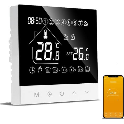 Thermostat WiFi pour chauffage au sol à eau, mural programmable intelligent Tuya, écran tactile numérique, compatible Alexa et Google Home, régulateur température eau, 3A