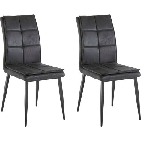 Lima-Chaise en Microfibre Métal Anthracite Lot de 2 (1/5)