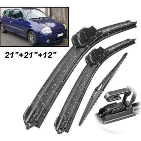 Lot de 3 Balais d'essuie-glace avant et arrière pour Renault Clio MK2 1998 1999 2000 2001 2002 2003 2004 2005 (1/4)