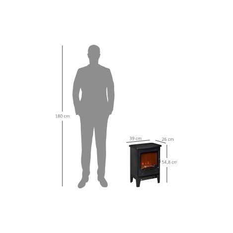 Cheminée électrique LED, cheminée sur pied avec effet flamme 900/1800W, noir (1/5)