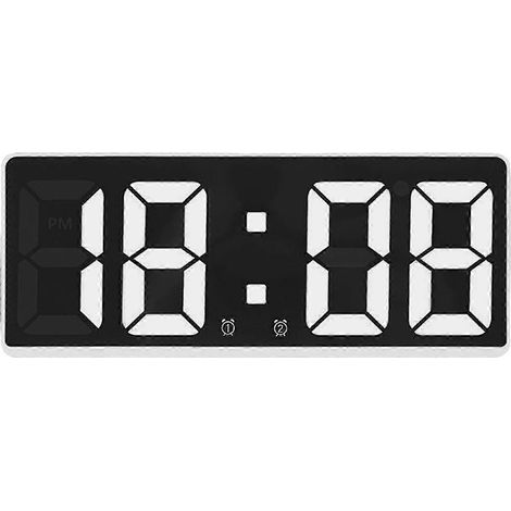 Réveil à grands chiffres avec affichage LED de la date, idéal pour les personnes âgées à domicile.-White (1/5)