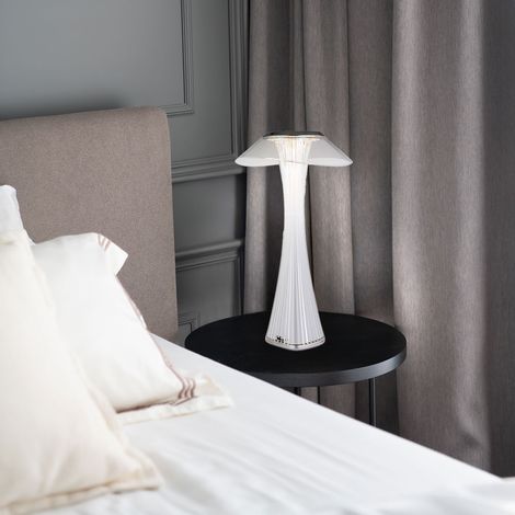 Lampada da tavolo lampada da comodino lampada da tavolo lampada da soggiorno lampada da camera da letto, plastica acrilica cromata, batteria CCT dimmer touch, LED 2,5W 100Lm 2700K 4500K 6500K, H 27,4 