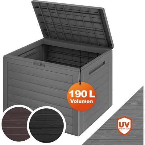 CASARIA® Plastic Garden Storage Box Cushion Chest Lockable with Lid 190L Grey (1/7)