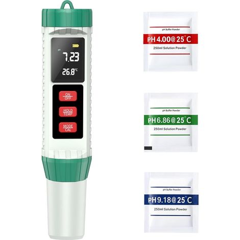 5-in-1-pH-Meter für Wasser, pH/TDS/EC/Salzgehalt/Thermometer mit VA-Display, pH-Meter für Schwimmbäder, Trinkwasser, Aquarien, Hydrokultur (1/5)