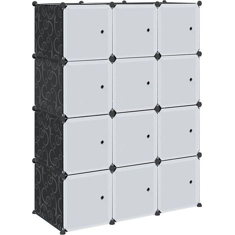Ensemble de 12 cubes de rangement avec tringle de suspension en PP (1/5)