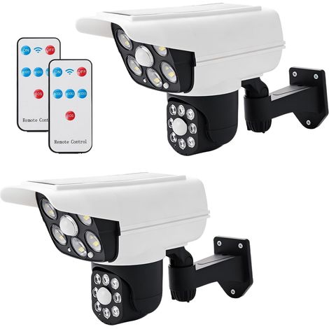 Caméra Factice Extérieur, 2 Pièces Caméra Factice Solaire avec LED, Caméra de Surveillance Factice, Fausse Caméra de Surveillance CCTV, Fausse Camera Surveillance Exterieur pour une (1/5)