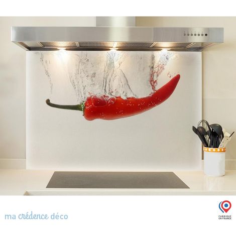Fond de hotte : Bain de Piment fond blanc - Verre trempé - 60 cm - 45 cm (1/5)