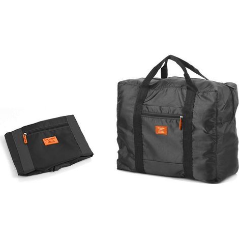 2791 Bolsa de tela plegable de mano resistente al agua con el apoyo para maletas  Color: Negro