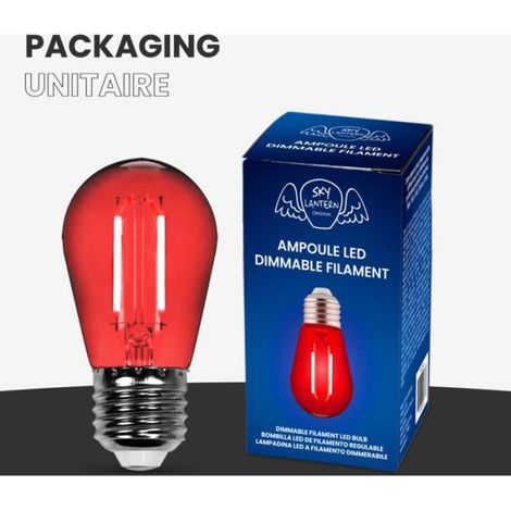 Ampoule LED - Rouge - E27 - 2 W - 5 cm - Lot de 10 (1/4)