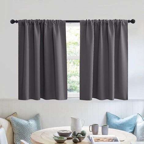 Rideaux occultants courts pour cuisine, demi-rideau opaque pour chambre, salle de bain, protection solaire et économie d'énergie, 107 x 76 cm (L 42 x H 30 pouces), SZRH A-VH (1/5)
