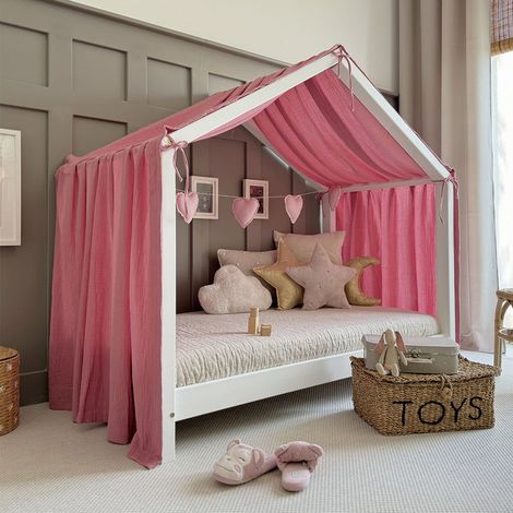 Ciel de lit en mousseline pour 90x190 Rose (1/4)