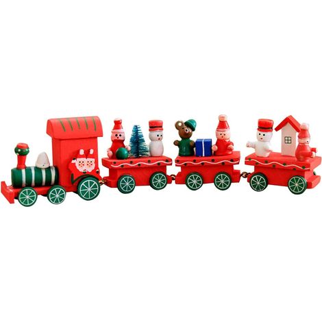 Mini Train - Décoration En Bois Pour Fête - Idéal Noël Anniversaire Mariage - Cadeau Enfant Adulte - 1 Pièce