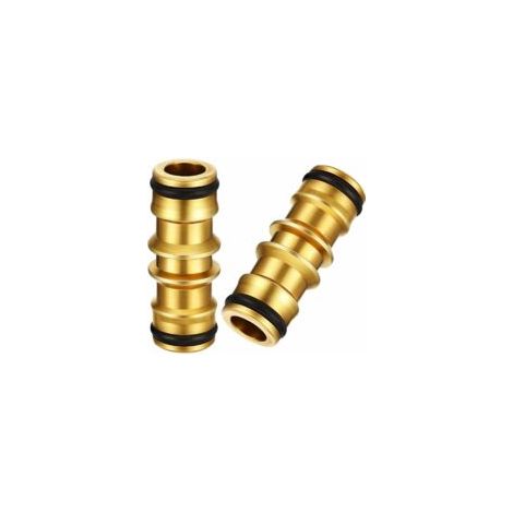2er-Pack Messing-Gartenschlauchanschlüsse für Gartenschlauchhähne (Doppelter Messing-Außengewindeanschluss) - Crezuo (1/4)