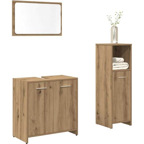 3-tlg. Badmöbel-Set Artisan-Eiche Holzwerkstoff