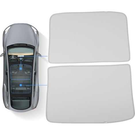 Pare-soleil pour Tesla Model Y 2021-2023 (Surdimensionné) Gris (Référence : M3-GA134L) - Rideau de toit en cristal de glace de type divisé. (1/5)