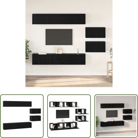 Rangement salon - Ensemble meuble TV 6 pcs Chêne noir Bois d'ingénierie (1/5)