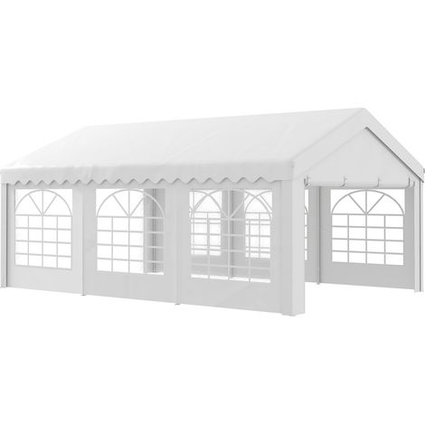 Carpa 6x4x2.8m Acero Galvanizado Pabellon Carpas Boda Gazebo Cenador Blanco (1/6)