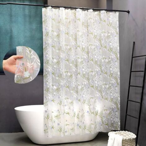 Rideau de douche imperméable, design mat transparent givré, doux au toucher, 180180cm (1/5)
