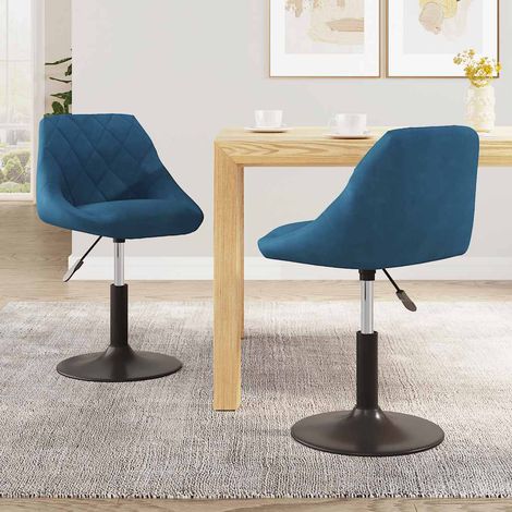 Lot de 2 chaises pivotantes de salle à manger en velours bleu, réglables en hauteur, 360° - PANGIVO (1/5)